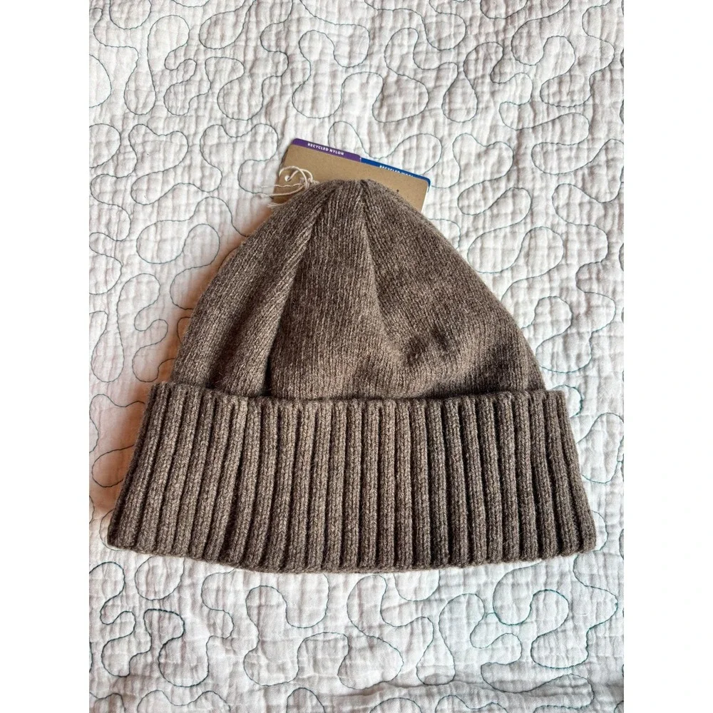 Patagonia Brodeo Beanie Ash Tan Fitz Roy Trout Patch Wool Blend Hat